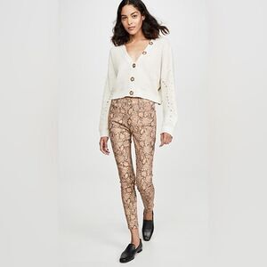 FRAME Le High Skinny Crop Coated Python snake  animal print size 24
